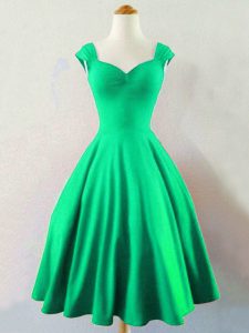 Fabulous Dark Green A-line Ruching Quinceanera Court of Honor Dress Lace Up Taffeta Sleeveless Mini Length