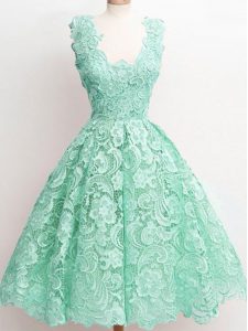 Inexpensive Apple Green Zipper Straps Lace Damas Dress Lace Sleeveless