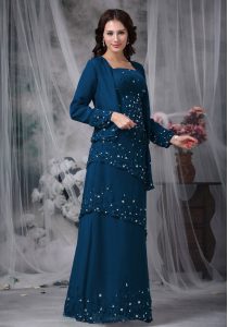 Modest Sleeveless Zipper Floor Length Beading Mother of Bride Dresses