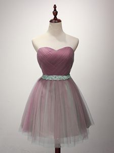 Great Mini Length Pink Damas Dress Sweetheart Sleeveless Lace Up