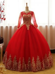 Sumptuous Long Sleeves Appliques Lace Up Sweet 16 Dress