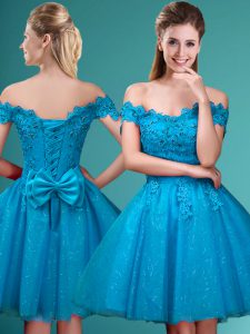 Cap Sleeves Lace and Belt Lace Up Quinceanera Court Dresses