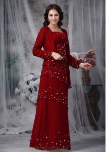 Eye-catching Wine Red Empire Beading Mother Of The Bride Dress Zipper Chiffon Sleeveless Floor Length