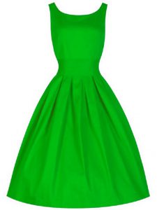 Hot Selling Sleeveless Knee Length Ruching Lace Up Vestidos de Damas with Green