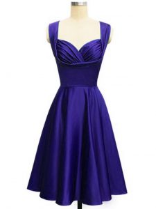 Amazing Purple Straps Lace Up Ruching Dama Dress for Quinceanera Sleeveless