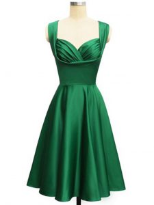 Clearance Green Taffeta Lace Up Straps Sleeveless Knee Length Court Dresses for Sweet 16 Ruching