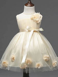 Knee Length Ball Gowns Sleeveless Champagne Glitz Pageant Dress Zipper