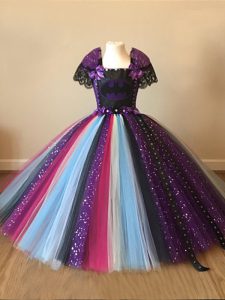 Short Sleeves Floor Length Sequins and Pattern Zipper Little Girls Pageant Dress Wholesale with Multi-color