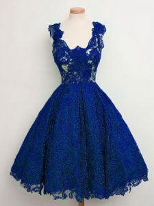 Hot Sale Straps Sleeveless Lace Up Vestidos de Damas Royal Blue Lace
