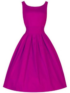 Edgy Fuchsia Sleeveless Taffeta Lace Up Quinceanera Court of Honor Dress for Prom and Party and Wedding Party