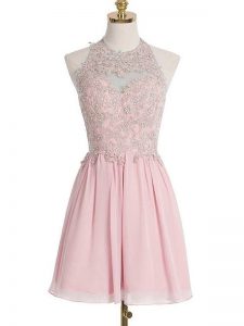 Sweet Chiffon Sleeveless Knee Length Dama Dress and Appliques