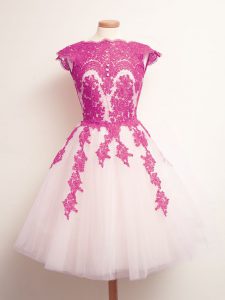 Multi-color Scalloped Neckline Appliques Dama Dress Sleeveless Lace Up