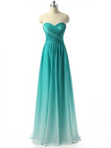 Fitting Multi-color Sleeveless Floor Length Ruching Zipper Quinceanera Court of Honor Dress