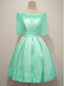 High End Off The Shoulder Half Sleeves Taffeta Quinceanera Dama Dress Lace Lace Up