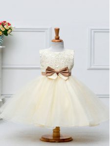 Trendy Sleeveless Lace and Bowknot Zipper Pageant Dresses