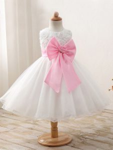 New Arrival Scoop Sleeveless Zipper Pageant Dress for Teens White Organza