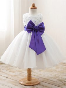 Ball Gowns Pageant Gowns White Scoop Organza Sleeveless Floor Length Zipper