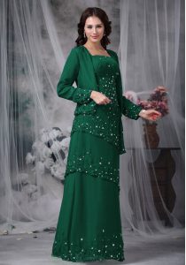 Custom Made Green Sleeveless Chiffon Zipper Mother Of The Bride Dress for Prom and Party