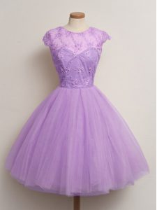 Knee Length Ball Gowns Cap Sleeves Lilac Damas Dress Lace Up