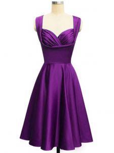 High Quality Eggplant Purple Straps Neckline Ruching Quinceanera Dama Dress Sleeveless Lace Up