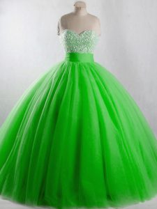 Pretty Sleeveless Tulle Lace Up Quinceanera Gown for Sweet 16 and Quinceanera