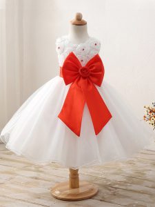 White Sleeveless Organza Zipper Pageant Gowns for Wedding Party