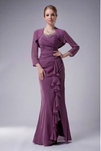 Classical Purple Mother of Bride Dresses Prom and Party with Beading Straps Sleeveless Zipper