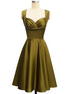 Olive Green Sleeveless Taffeta Lace Up Quinceanera Court Dresses for Prom and Party and Wedding Party