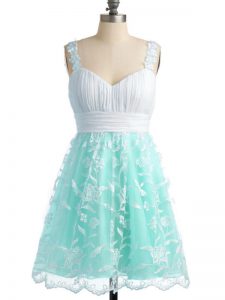 Straps Sleeveless Lace Up Quinceanera Court Dresses Apple Green Lace
