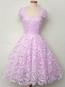 Gorgeous Lilac A-line Lace Court Dresses for Sweet 16 Lace Up Lace Sleeveless Floor Length