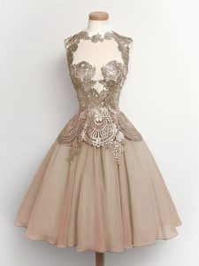 Knee Length A-line Sleeveless Brown Quinceanera Dama Dress Lace Up