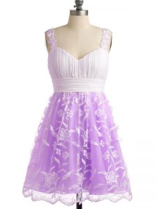 Sleeveless Lace Up Knee Length Lace Court Dresses for Sweet 16