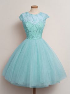 Cap Sleeves Lace Lace Up Quinceanera Court of Honor Dress
