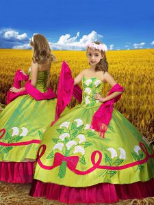 Sleeveless Embroidery Lace Up Little Girls Pageant Dress