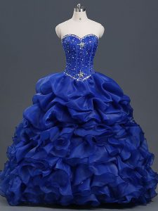 Hot Selling Sweetheart Sleeveless Organza Quinceanera Dress Beading and Ruffles and Pick Ups Lace Up