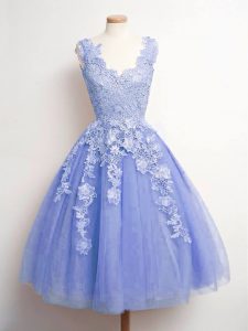 Hot Selling Lavender Dama Dress Prom and Party and Wedding Party with Lace V-neck Sleeveless Lace Up