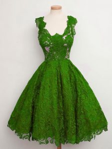 Simple Green Quinceanera Court Dresses Prom and Party and Wedding Party with Lace Straps Sleeveless Lace Up