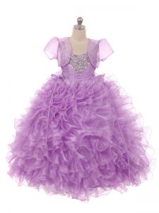 Super Ball Gowns Pageant Dress Womens Eggplant Purple Straps Organza Sleeveless Floor Length Lace Up