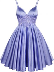 Super Spaghetti Straps Sleeveless Lace Up Quinceanera Dama Dress Light Blue Elastic Woven Satin