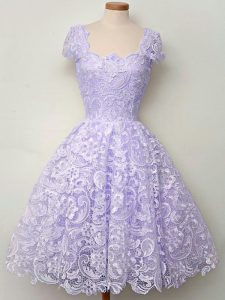 Hot Sale Lace Scoop Sleeveless Lace Up Lace Dama Dress for Quinceanera in Lavender