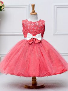 Scoop Sleeveless Tulle Child Pageant Dress Lace and Bowknot Zipper