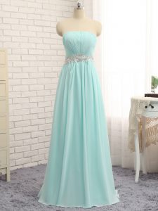 Glamorous Apple Green Chiffon Zipper Vestidos de Damas Sleeveless Floor Length Appliques and Ruching