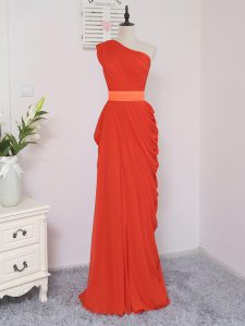 Coral Red Sleeveless Floor Length Pick Ups Zipper Damas Dress