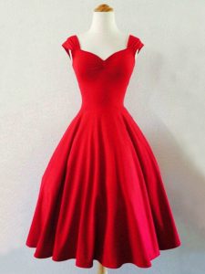 Admirable Straps Sleeveless Taffeta Dama Dress Ruching Lace Up