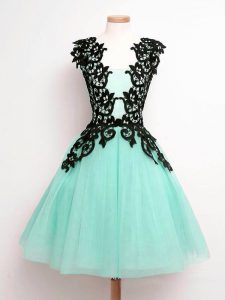 Classical Turquoise Straps Lace Up Lace Vestidos de Damas Sleeveless