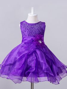 Sleeveless Beading and Hand Made Flower Zipper Pageant Dresses