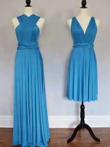 Suitable Halter Top Sleeveless Chiffon Quinceanera Court of Honor Dress Ruching Lace Up