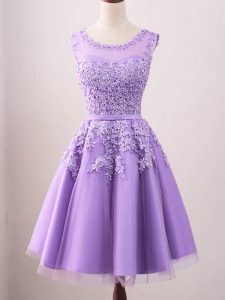 Scoop Sleeveless Tulle Dama Dress for Quinceanera Lace Lace Up