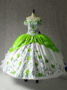 On Sale Floor Length Multi-color Sweet 16 Quinceanera Dress Off The Shoulder Cap Sleeves Lace Up