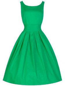 Knee Length Green Quinceanera Dama Dress Scoop Sleeveless Lace Up